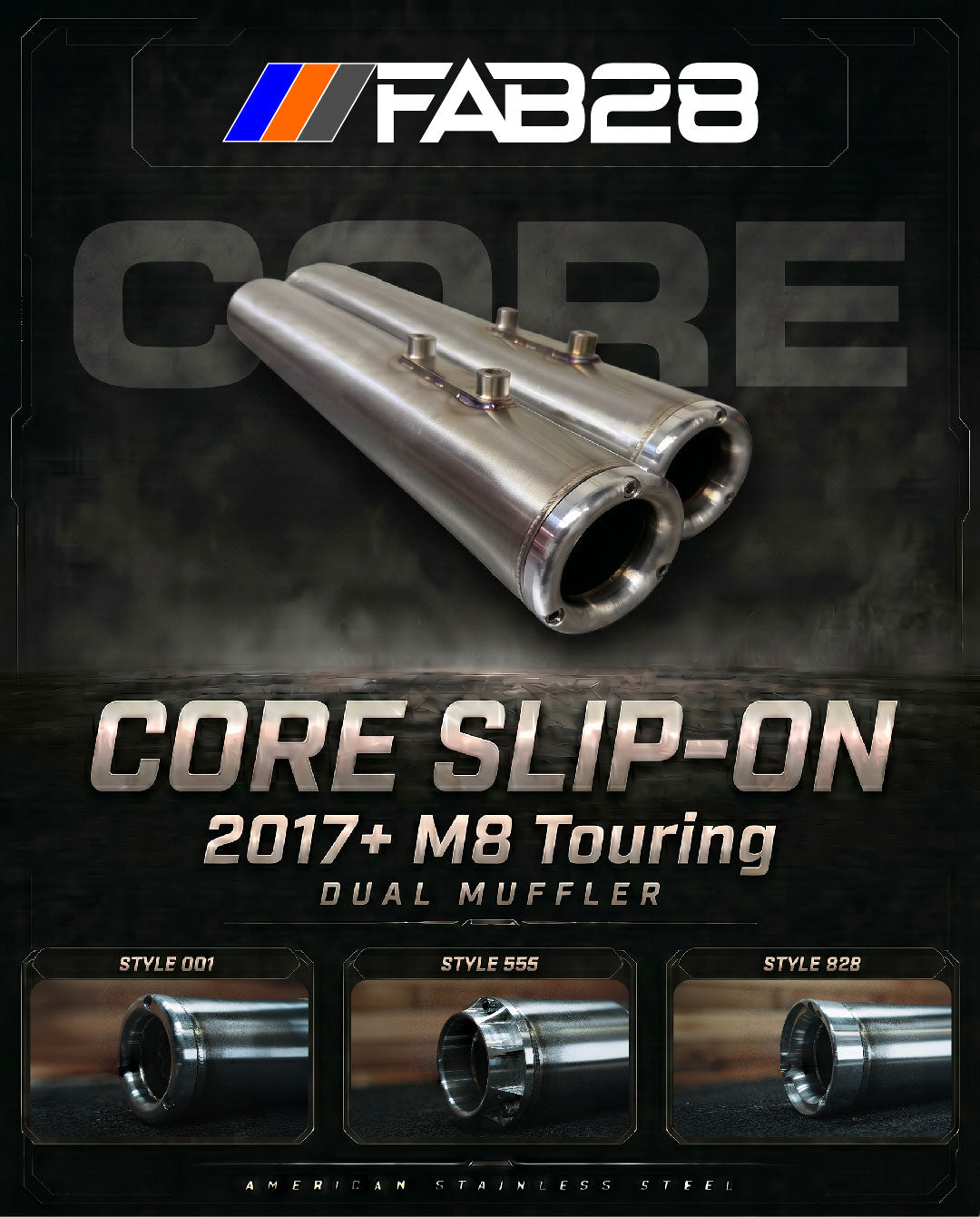 CORE - M8 Touring 2017+ Slip-On - Dual Muffler