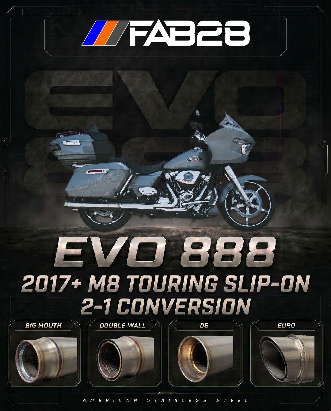 EVO 888 - M8 Bagger 2-1 Conversion Slip-On