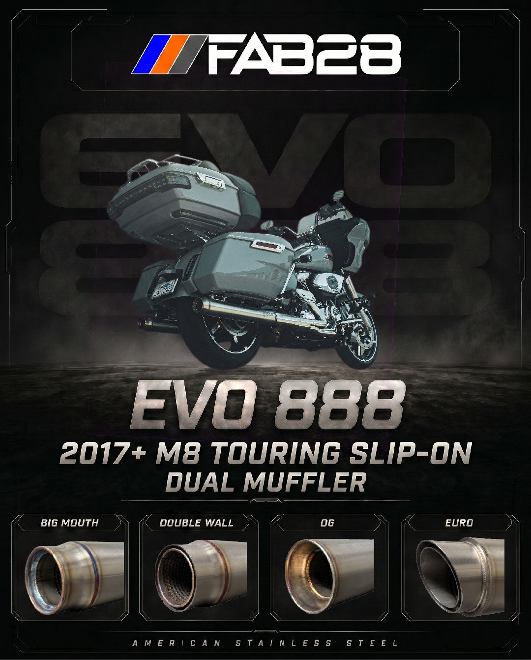 EVO 888 - M8 Bagger Dual Slip-On